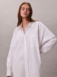 Alb Rochie Mini Oversized Din Bumbac   Femei