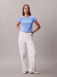 Albastru Tricou Slim Din Bumbac Reiat Cu Emblema  Femei