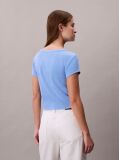 Albastru Tricou Slim Din Bumbac Reiat Cu Emblema  Femei