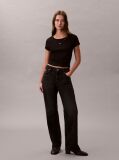 Negru Tricou Slim Din Bumbac Reiat Cu Emblema  Femei