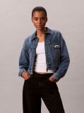 Denim Jacheta Scurta Din Denim Cu Fermoar  Femei