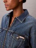 Denim Jacheta Scurta Din Denim Cu Fermoar  Femei