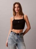 Negru Top Cami Scurt Din Bumbac Reiat  Femei