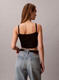 Negru Top Cami Scurt Din Bumbac Reiat  Femei