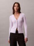 Mov Cardigan Slim Din Tricot Cu Model  Femei