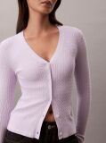 Mov Cardigan Slim Din Tricot Cu Model  Femei