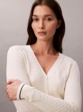 Alb Cardigan Slim Din Tricot Cu Model  Femei
