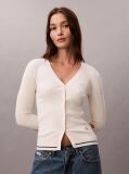 Alb Cardigan Slim Din Tricot Cu Model  Femei