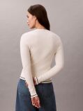 Alb Cardigan Slim Din Tricot Cu Model  Femei
