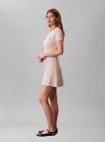 Bej Rochie Mini Evazata Din Bumbac Reiata  Femei