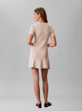Bej Rochie Mini Evazata Din Bumbac Reiata  Femei