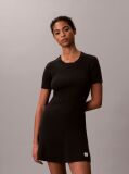Negru Rochie Mini Evazata Din Bumbac Reiata  Femei