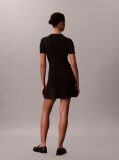 Negru Rochie Mini Evazata Din Bumbac Reiata  Femei