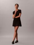 Negru Rochie Mini Evazata Din Bumbac Reiata  Femei