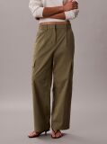 Green Relaxed Cotton Twill Cargo Pants  Women