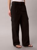 Black Relaxed Cotton Twill Cargo Pants  Women