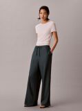 Blue Linen Blend Wide Leg Trousers  Women