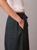 Blue Linen Blend Wide Leg Trousers  Women