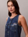 Denim Rochie Trucker Din Denim Fara Maneci  Femei