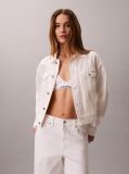 Alb Jacheta Denim Stil Anii 90  Femei