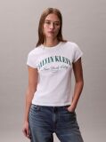 Alb Tricou Slim Cu Logo Varsity  Femei