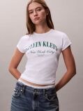 Alb Tricou Slim Cu Logo Varsity  Femei