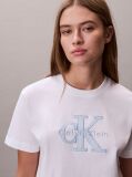 Alb Tricou Cu Monograma Aplicata  Femei