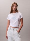 Alb Tricou Cu Monograma Aplicata  Femei