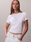 Alb Tricou Cu Monograma Aplicata  Femei