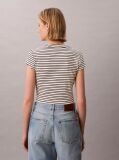 Negru Tricou Slim Reiat Cu Dungi  Femei