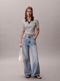 Negru Tricou Polo Slim Reiat Cu Dungi  Femei