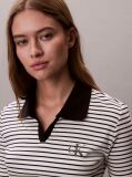 Negru Tricou Polo Slim Reiat Cu Dungi  Femei