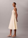 Bej Rochie Midi Din Poplin De Bumbac  Femei
