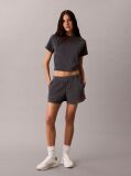 Gri Top Cropped Din Material Towel Terry Cu Maneca Scurta  Femei