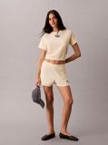 Bej Top Cropped Din Material Towel Terry Cu Maneca Scurta  Femei