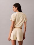 Bej Top Cropped Din Material Towel Terry Cu Maneca Scurta  Femei