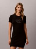 Negru Rochie Mini Stil Tricou Cu Logo Monogram Brodat  Femei