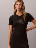 Negru Rochie Mini Stil Tricou Cu Logo Monogram Brodat  Femei