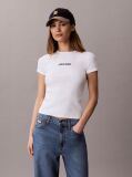 Alb Tricou Din Bumbac Reiat Cu Logo Brodat  Femei