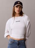 Alb Tricou Din Bumbac Reiat Cu Logo Brodat  Femei