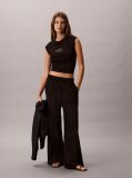 Negru Tricou Cu Guler Rotund Cu Logo Monogram  Femei