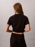 Negru Tricou Cu Guler Rotund Cu Logo Monogram  Femei