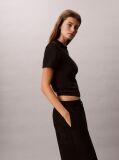 Negru Tricou Cu Guler Rotund Cu Logo Monogram  Femei