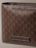 Brown Allover Emblem Logo Bifold Wallet with Coin Pouch  Men