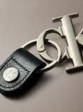Silver Bold Monogram Key Fob  Men
