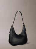 Negru Geanta Hobo Cu Logo Crescent Si Textura Moale  Femei