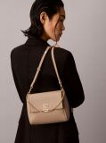 Bej Geanta Crossbody Din Piele Granulata  Femei