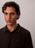 Negru Tricou Polo Din Piqué Cu Borduri Contrastante  Barbati