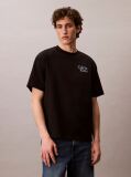 Negru Tricou Relaxat Cu Logo Script Grafic  Barbati