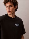 Negru Tricou Relaxat Cu Logo Script Grafic  Barbati